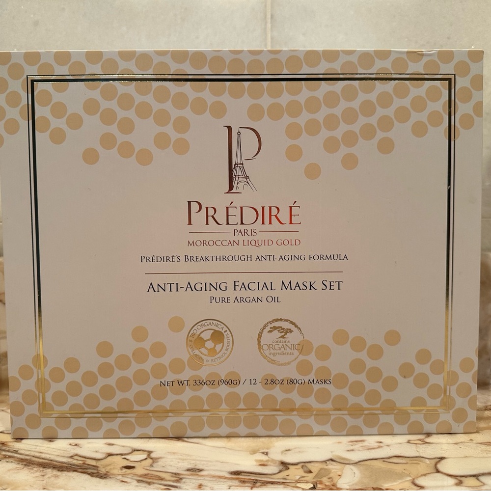 Prédiré Paris Moroccan Liquid Gold Anti-Aging Formula Facial Mask - set of 12.